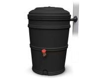 EarthMinded RainStation 45 Gal. Recycled Black Rain Barrel with Diverter