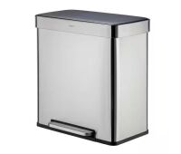Qualiazero 16 Gal. Dual Compart Stainless Steel Recycle Trash Can, Step-on - Small Dent