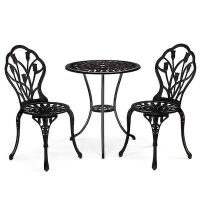 3-Piece Cast Aluminum Tulip Bistro Patio Set
