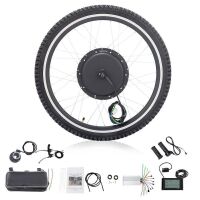 48V 1000W Electric Bicycle Motor Kit, 26" Front Wheel E-Bike Conversion Kit w/ LCD Display