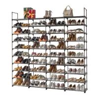 10-Tier Black Iron Pipe and Plastic 65.75in. W Shoe Rack