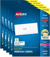 Avery Easy Peel Printable Address Labels, 1" x 2-5/8", 300 Labels, 5 Pack