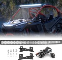 WeiSen 42" 240W Curved Light Bar Kit Fit for Polaris RZR PRO R 4 2022-2026 Plug & Play Wiring Harness,Upper Windshield Light Brackets