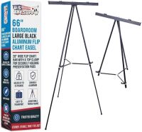 U.S. Art Supply 66" High Boardroom Black Aluminum Flip Chart Easel