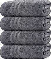 Tens Towels 4 Piece Bath Towels 27x54 Inches, Dark Grey