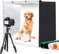PULUZ 32"x32" Large Photo Light Box with 3 Stepless Dimming Light Panel, 234 LED Beads, 4 Color Backdrops