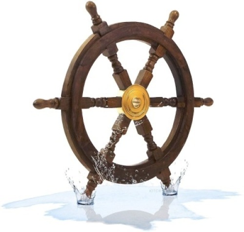 Lot of (2)&nbsp;Nautical Specials&nbsp;Sheesham Wood Ship Wheel with Brass Center, 24"