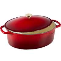 Oval Cast-Iron Dutch Oven Kitchen Cookware w/ Enamel - 7.5qt