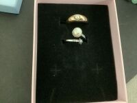 Mixed Metal Pearl Ring Stacking Set