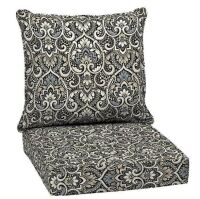 Lot of (2) ARDEN 24 in. x 24 in. 2-Piece Deep Seating Outdoor Lounge Chair Cushion in Black Aurora Damask