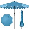 9ft Patio Market Umbrella, Scallop Trim, UV-Fade-Resistant, Crank & Tilt