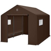 Outdoor Fabric Storage Shed w/ Metal Frame, Dual Zipper Doors - 10x8ft