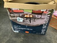 Hampton Bay Sadler 29.33 in. D 19.21 in. H Round Steel Wood Fire Pit in Bronze - Loose Hardware