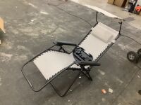 Folding Zero Gravity Recliner Patio Lounge Chair w/ Canopy, Side Tray