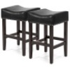 Set of 2 Backless Faux Leather Upholstered 26in Counter Stools w/ Silver Nailhead Trim - Black. Appear New