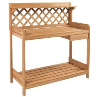 Wooden Potting Bench Workstation, Natural Wood Finish. Appears New