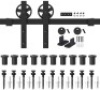 WINSOON 12 ft.&nbsp;Single Wood Sliding Barn Door Hardware Basic Black Big Spoke Wheel Roller Kit. Appears New