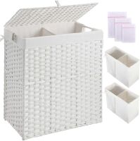 Foldable Rattan Laundry Basket with Handles