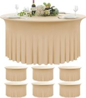 6 Pack Champagne Round Spandex Tablecloth 60 Inch