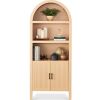 72" Tall Arched Pantry Cabinet w/ Doors, 5-Tier Storage Cabinet w/ Shelves