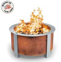 Breeo X-Series 24-Smokeless Fire Pit, Heavy-Gauge Steel Material, Corten Steel