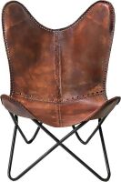 Classy Handmade Dark Brown Leather Butterfly Chair