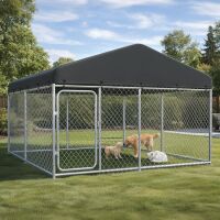 10&times;10FT Outdoor Heavy Duty Metal Dog Kennel with Weather-Resistant Cover & Secure Lock
