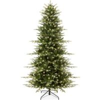 7.5' Pre-Lit Artificial Aspen Slim Noble Fir Christmas Tree w/ Metal Stand
