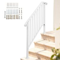 VINGLI 3-4 Steps Handrails for Outdoor/All Weather Use Stair Rails on Concrete White