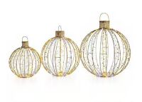 Starfree 25 in. 3-Piece Outdoor Christmas Decoration Ornaments Set Pre-Lit Balls with White LED Lights