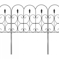Lot of (2)&nbsp;Set Of 5 Foldable Interlocking Iron Decorative Garden Edging Fence Panels, 10ftx32in,&nbsp;Black&nbsp;