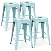24in Set of 4 Stackable Modern Industrial Distressed Metal Counter Height Bar Stools&nbsp;&nbsp;