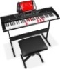 61-Key Beginners Electronic Keyboard Piano Set w/LED Screen, Lighted Keys, Recorder, 3 Teaching Modes, H-Stand, Stool, Headphones&nbsp;&nbsp;