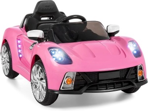 12V Kids Electric Remote Controlled Ride-On Car w/ 2 Speeds, LED Lights, MP3, AUX 