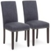 Set of 2 Upholstered Parsons Accent Dining Chairs w/ Wood Legs, Studded Trim&nbsp;