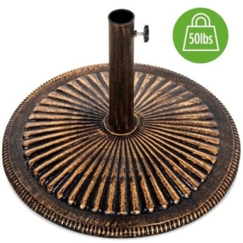 50lb Round Heavy-Duty Cast Iron Rustic Patio Umbrella Base Stand&nbsp;