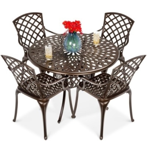 5-Piece All-Weather Cast Aluminum Patio Dining Set w/ 4 Chairs&nbsp;