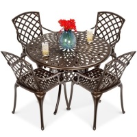 5-Piece All-Weather Cast Aluminum Patio Dining Set w/ 4 Chairs&nbsp;