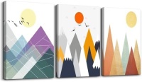 Lot of (3) New 3-Panel Canvas Prints of Geometric Shapes.&nbsp;