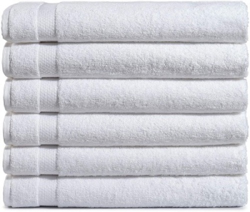 Haven Cotton 100% Premium Cotton Bath Towel Set - Pack of 6, 27 x 54 Inches, 600 GSM, White. Appear New