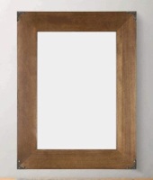 Rustic Wood Frame Wall Mirror with Decorative Metal Corners, 23" x 17" - Appears New&nbsp;