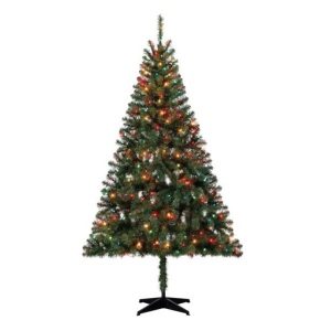 Holiday Time Pre-Lit 6.5' Madison Pine Green Artificial Christmas Tree, Multi-Lights 