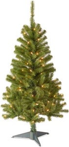 Trimmerry 3' Canadian Faux Fir Christmas Tree with Clear Lights