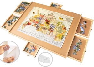 1500 Piece Wooden Jigsaw Puzzle Table with 6 Drawers, 27” X 35”  