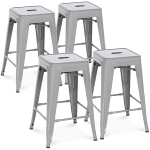 24in Set of 4 Stackable Backless Counter Height Stools 