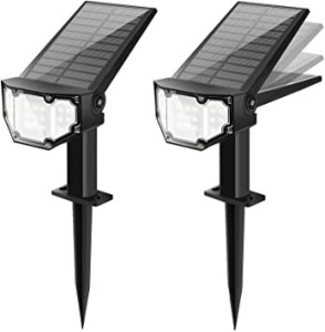 Lot of (2) Otdair 19 LED Solar Landscape Pathway Spotlights, 2 in 1 Wall Lights, 2 Pack 