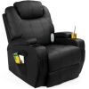 Faux Leather Swivel Glider Massage Recliner Chair w/ Remote Control, 5 Modes