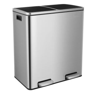 Homfa Stainless Steel 16 Gallon Dual Compartment Step On Trash Can