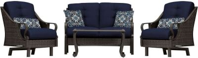 Hanover Ventura 4-Piece Patio Set, Navy Blue 