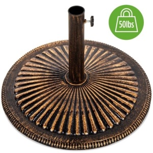 50lb Round Heavy-Duty Cast Iron Rustic Patio Umbrella Base Stand 